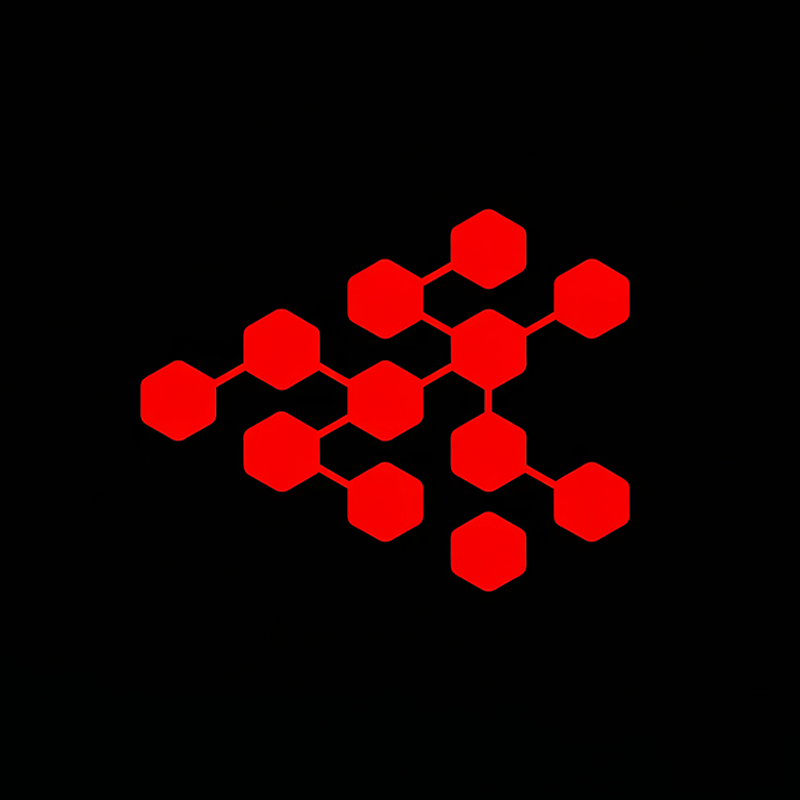 Red hexagonal swarm network pattern